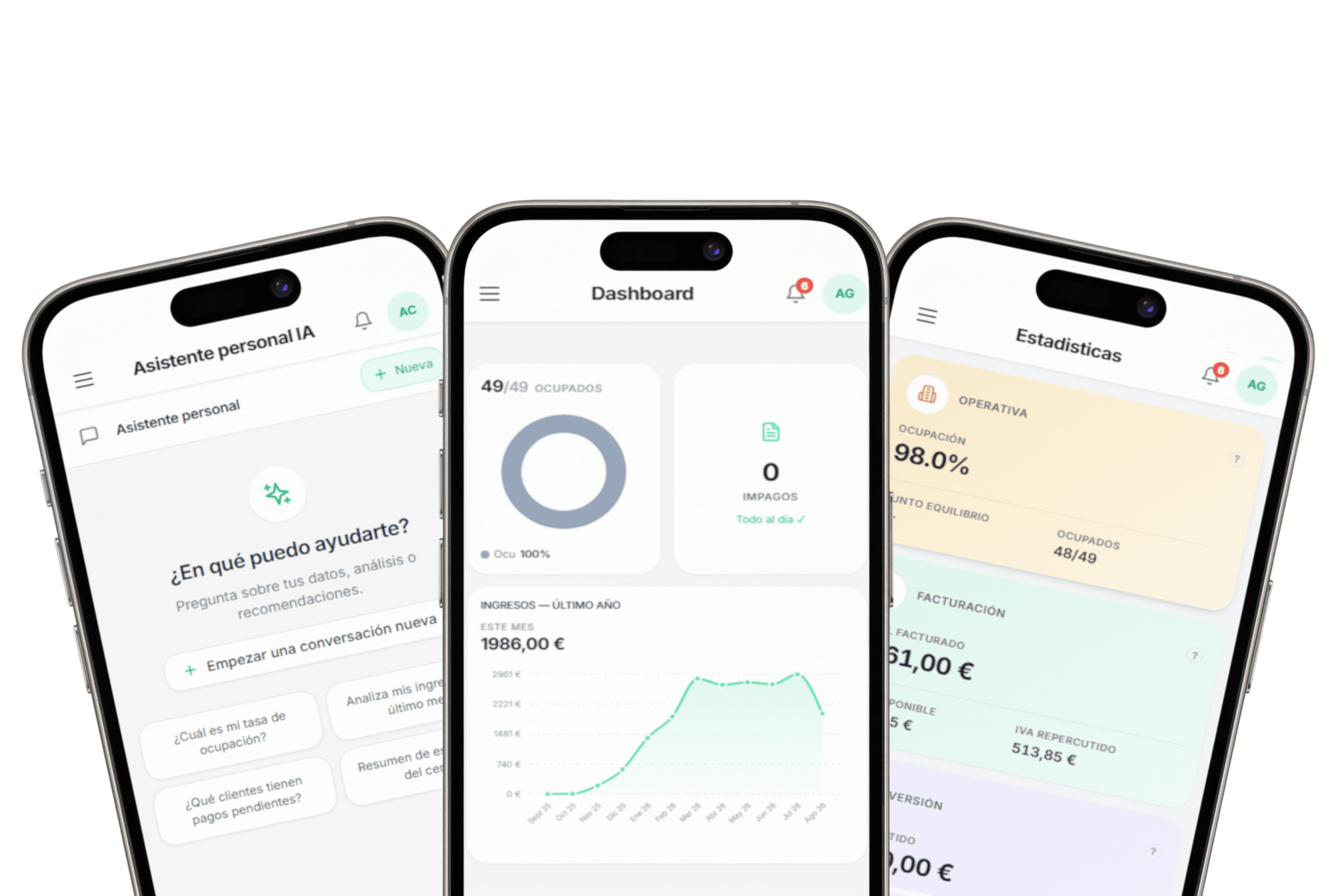 Panel MaxiBox en el móvil: dashboard, asistente IA y estadísticas